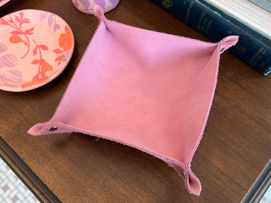 Small Leather Valet Tray - Pink