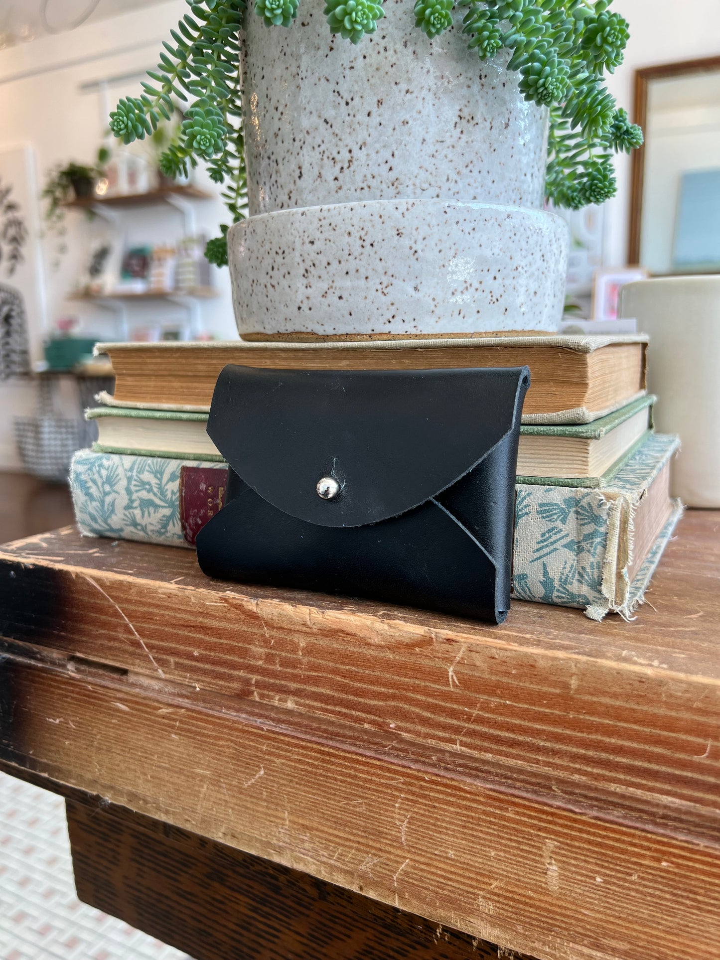 Leather Envelope Wallet - Black