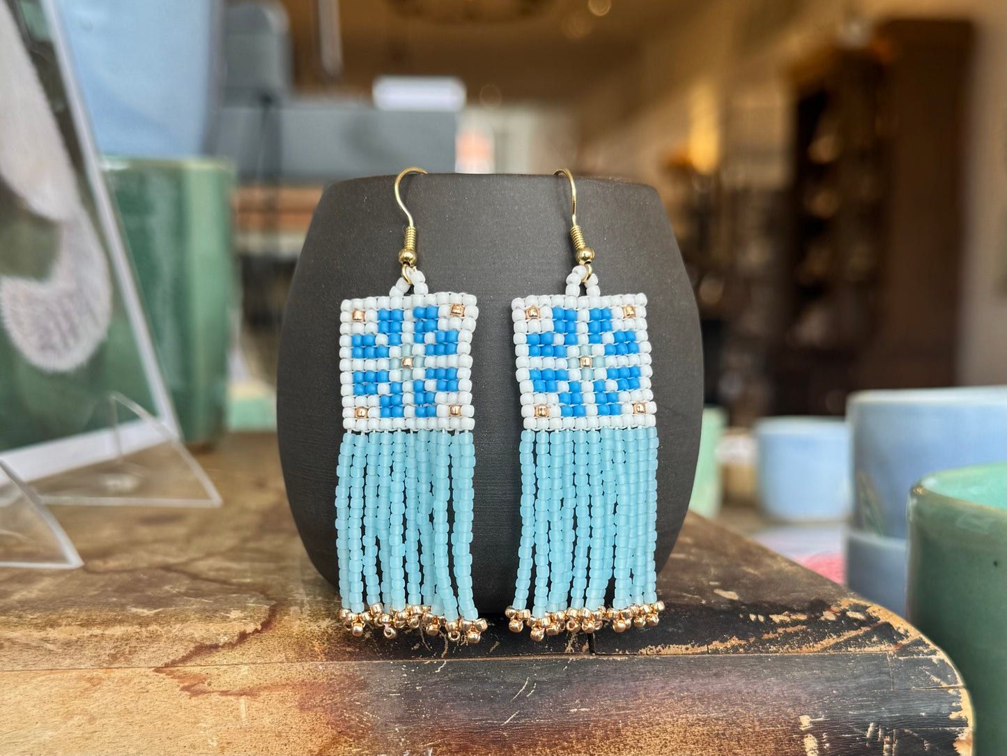 Quilt Block Earrings - Blue