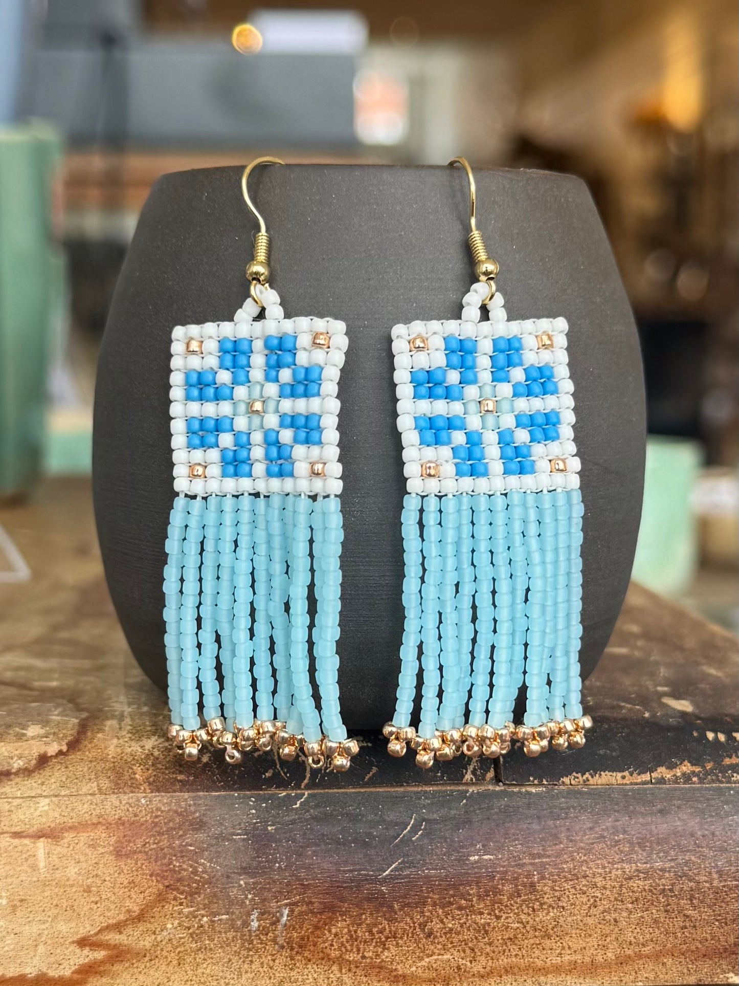 Quilt Block Earrings - Blue