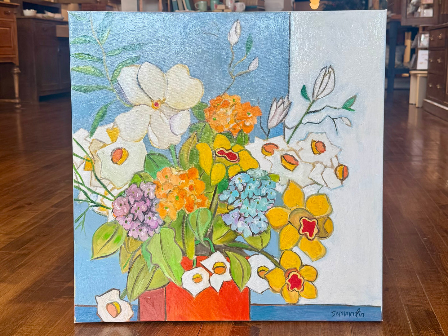 "Daffodils No. 5 Light Blue and White" - Original Work