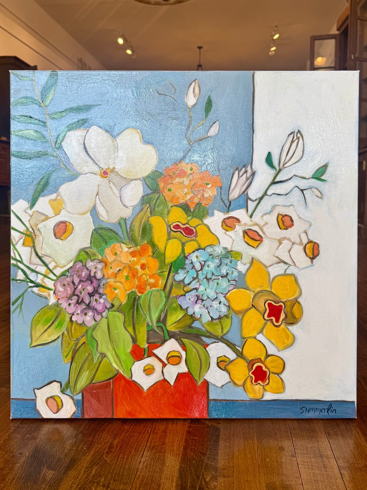 "Daffodils No. 5 Light Blue and White" - Original Work