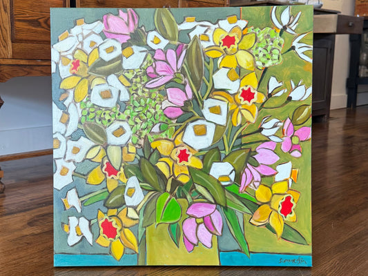 "Daffodils No. 1 in Greens" - Original Work
