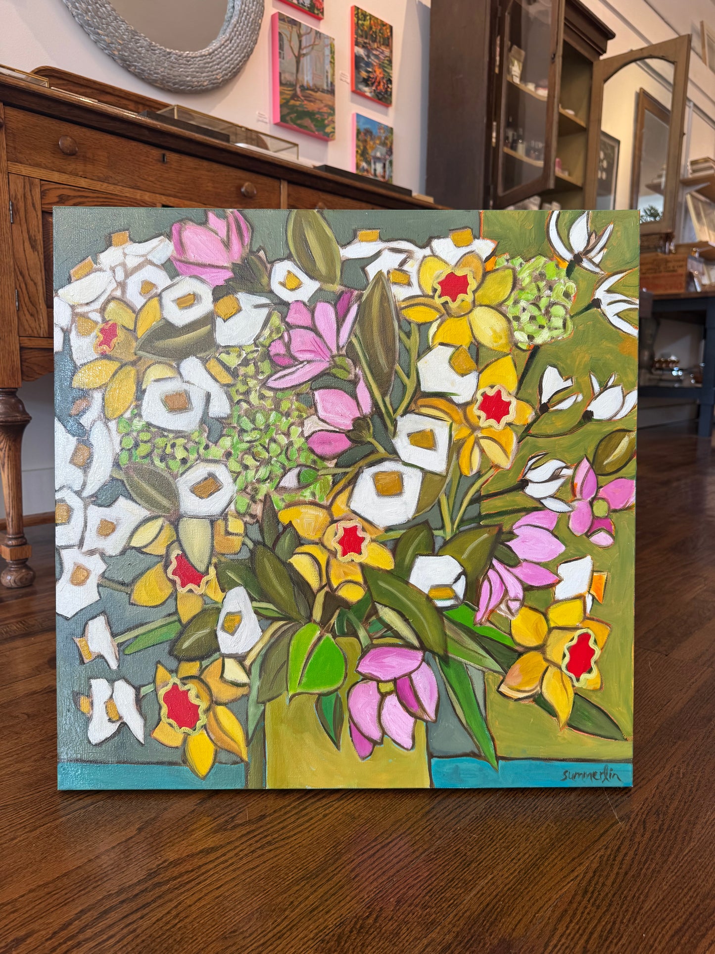 "Daffodils No. 1 in Greens" - Original Work