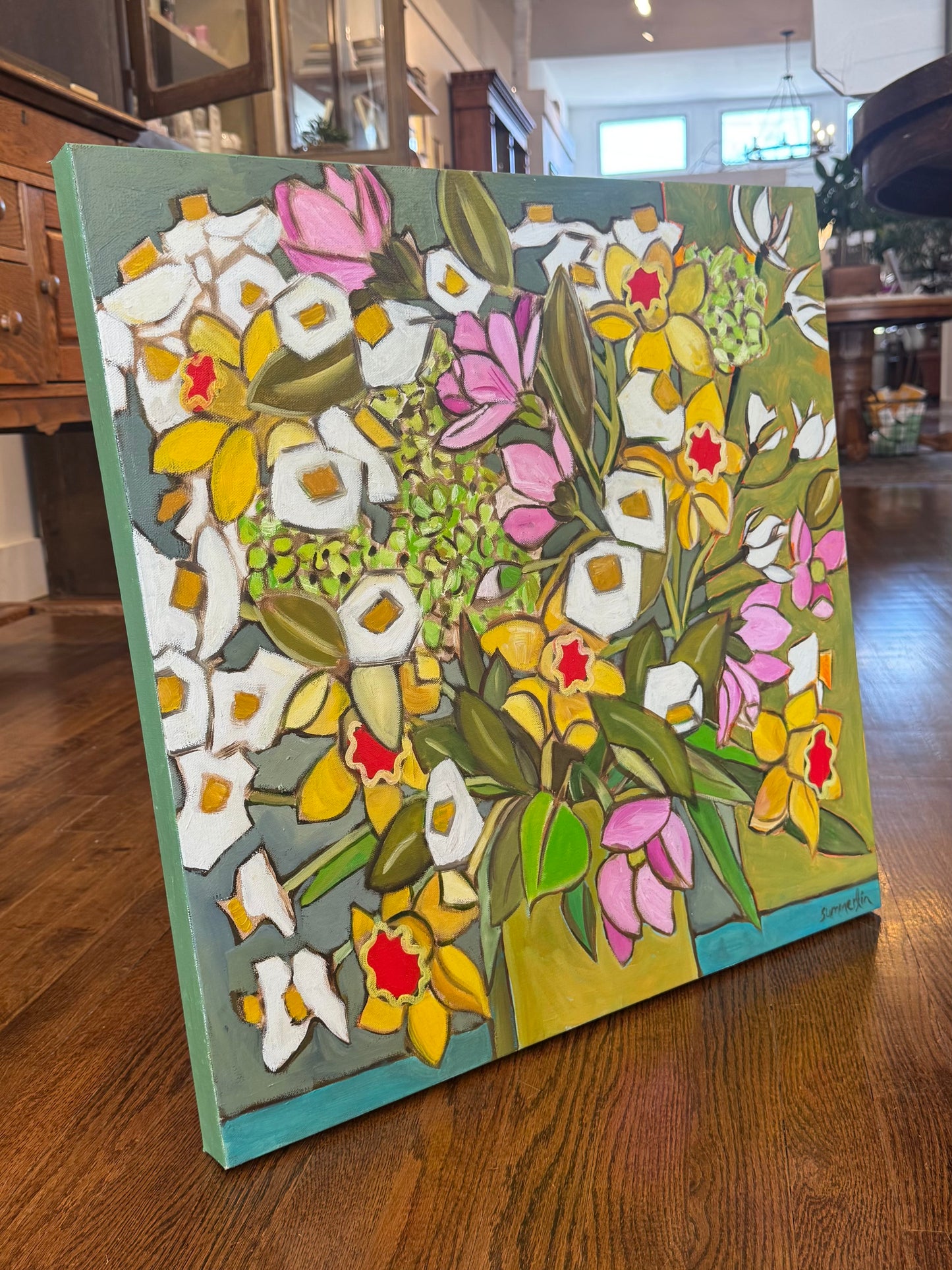 "Daffodils No. 1 in Greens" - Original Work