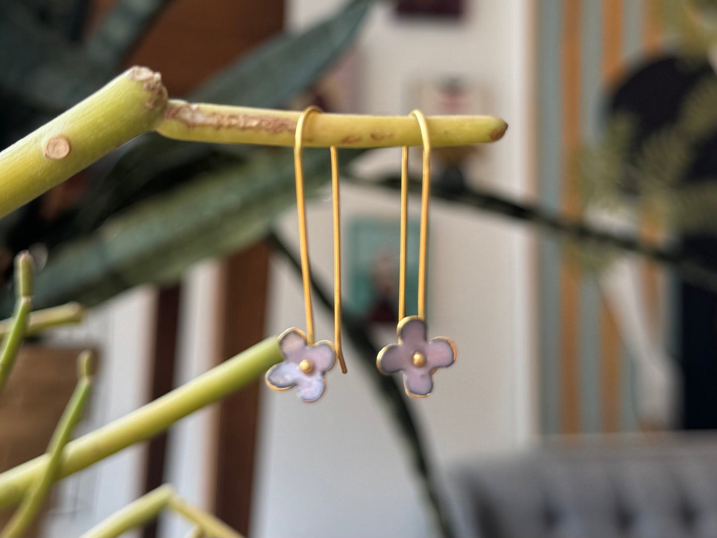 Enamel Flower Earrings - XS Pink