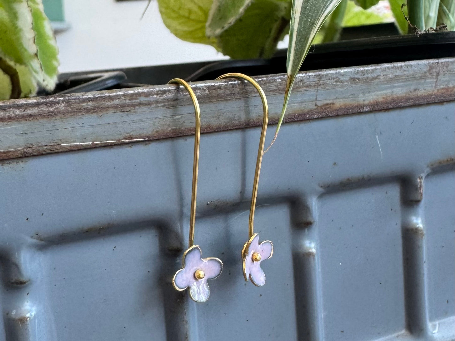Enamel Flower Earrings - XS Pink