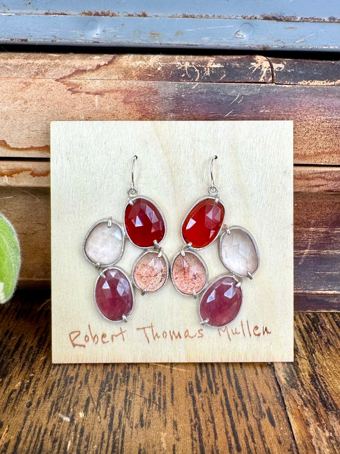 Four Stone Ring Drop Earrings