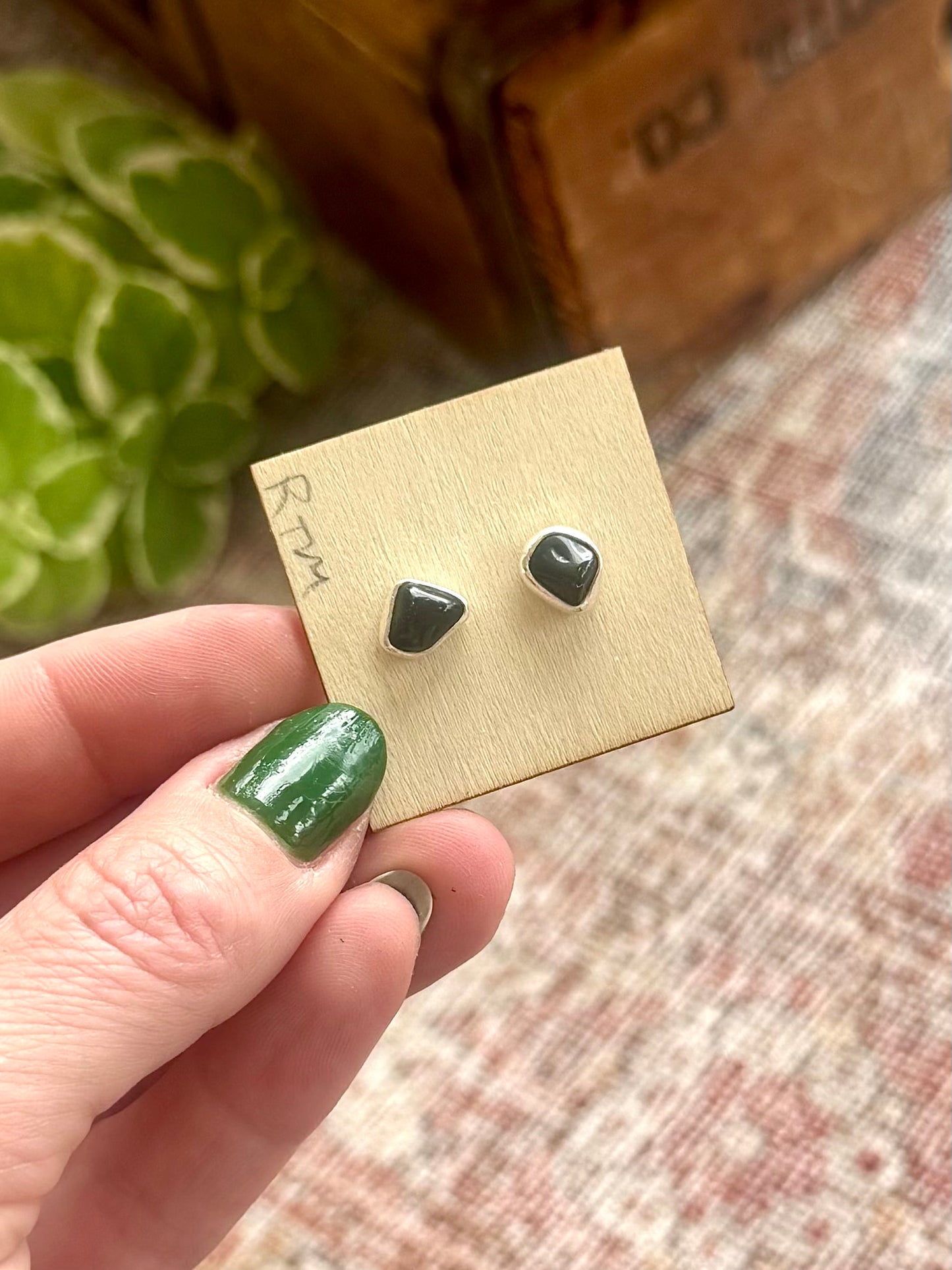 Obsidian and Silver Studs