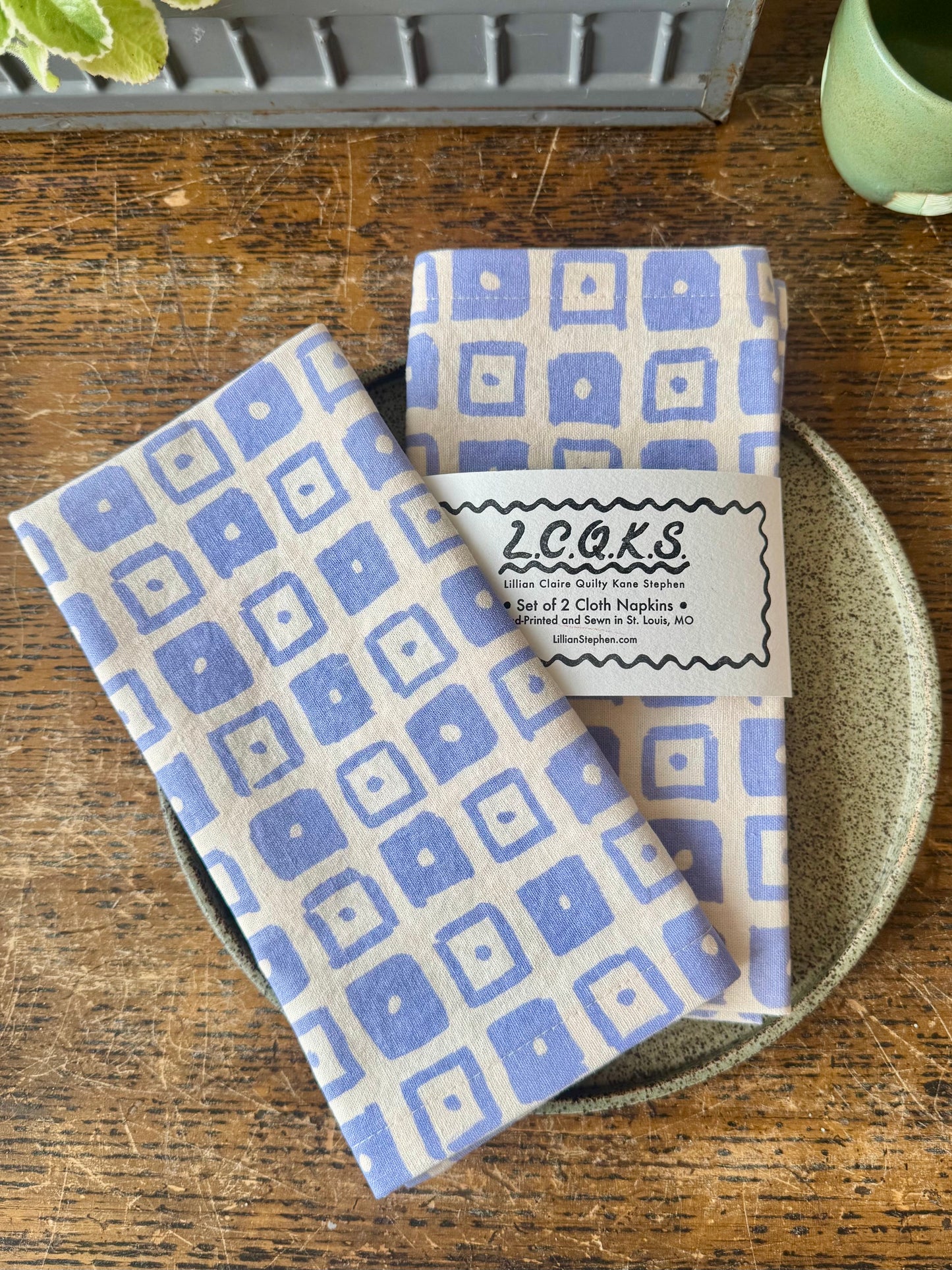 Napkin Set - Periwinkle Dot Checker