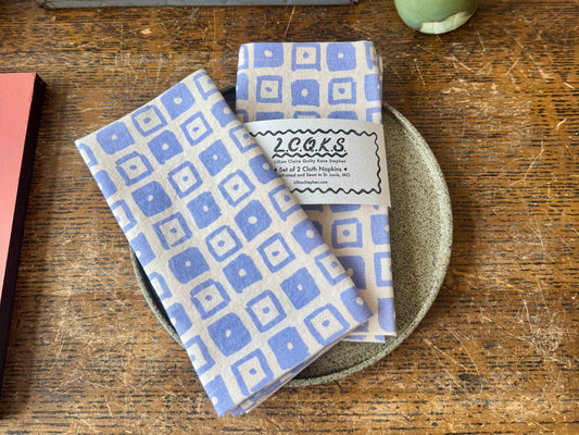 Napkin Set - Periwinkle Dot Checker
