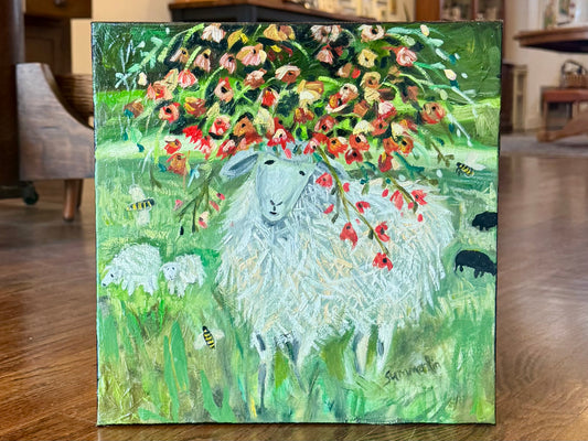 "Sheep with Red Flowers" - Original Work