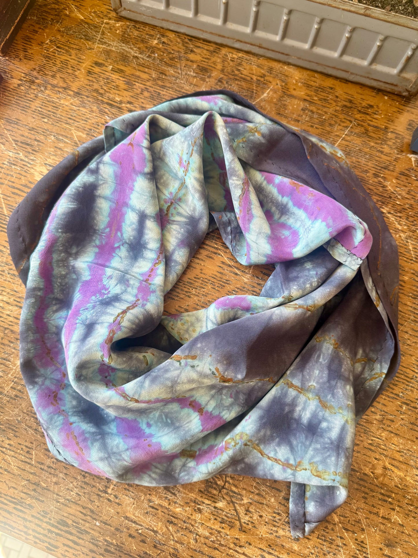 Silk Scarf - Blue and Purple