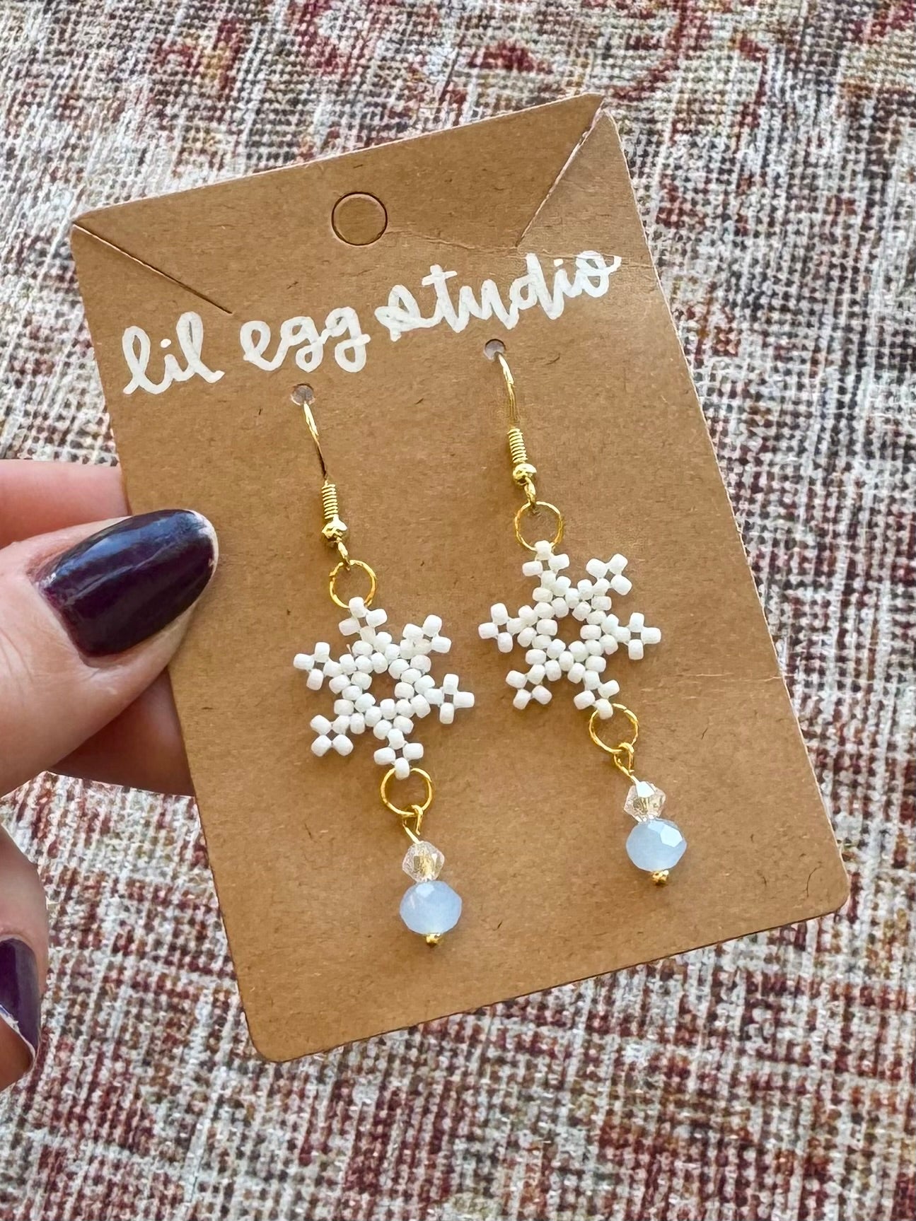 White Snowflake Earrings