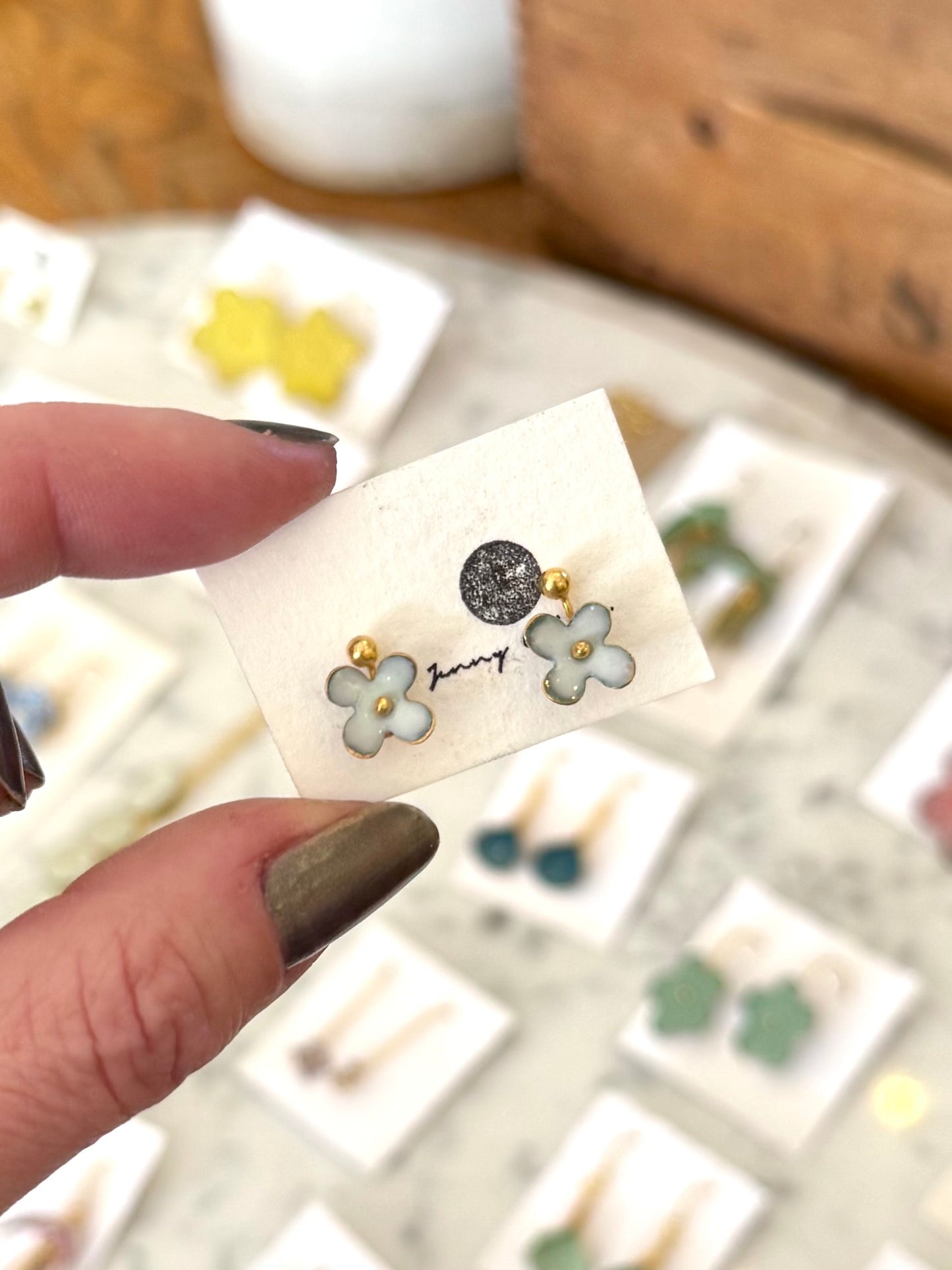 Rivet Stud Earrings - Powder Blue