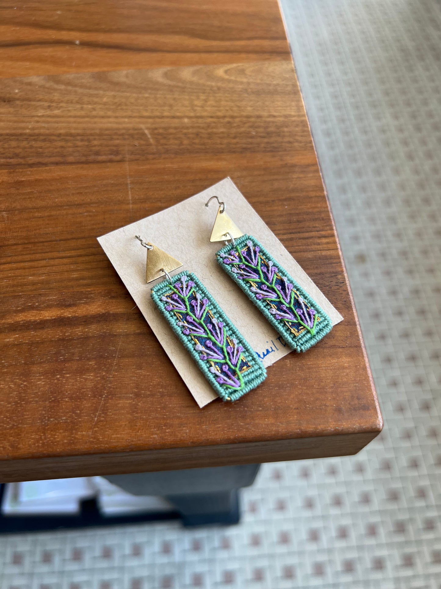 Small Oblong Dark Sage Earrings