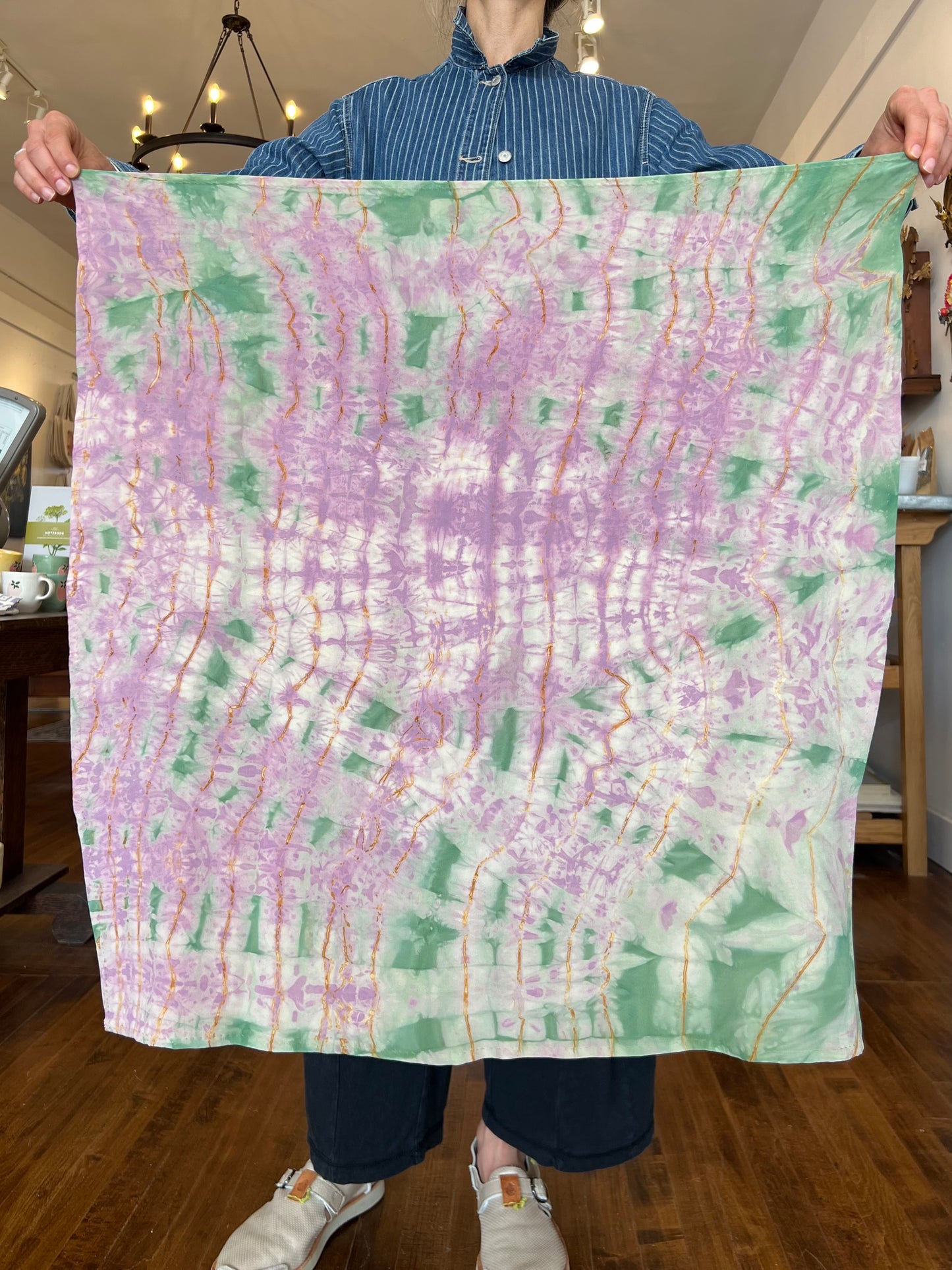 Silk Scarf - Green and Lilac