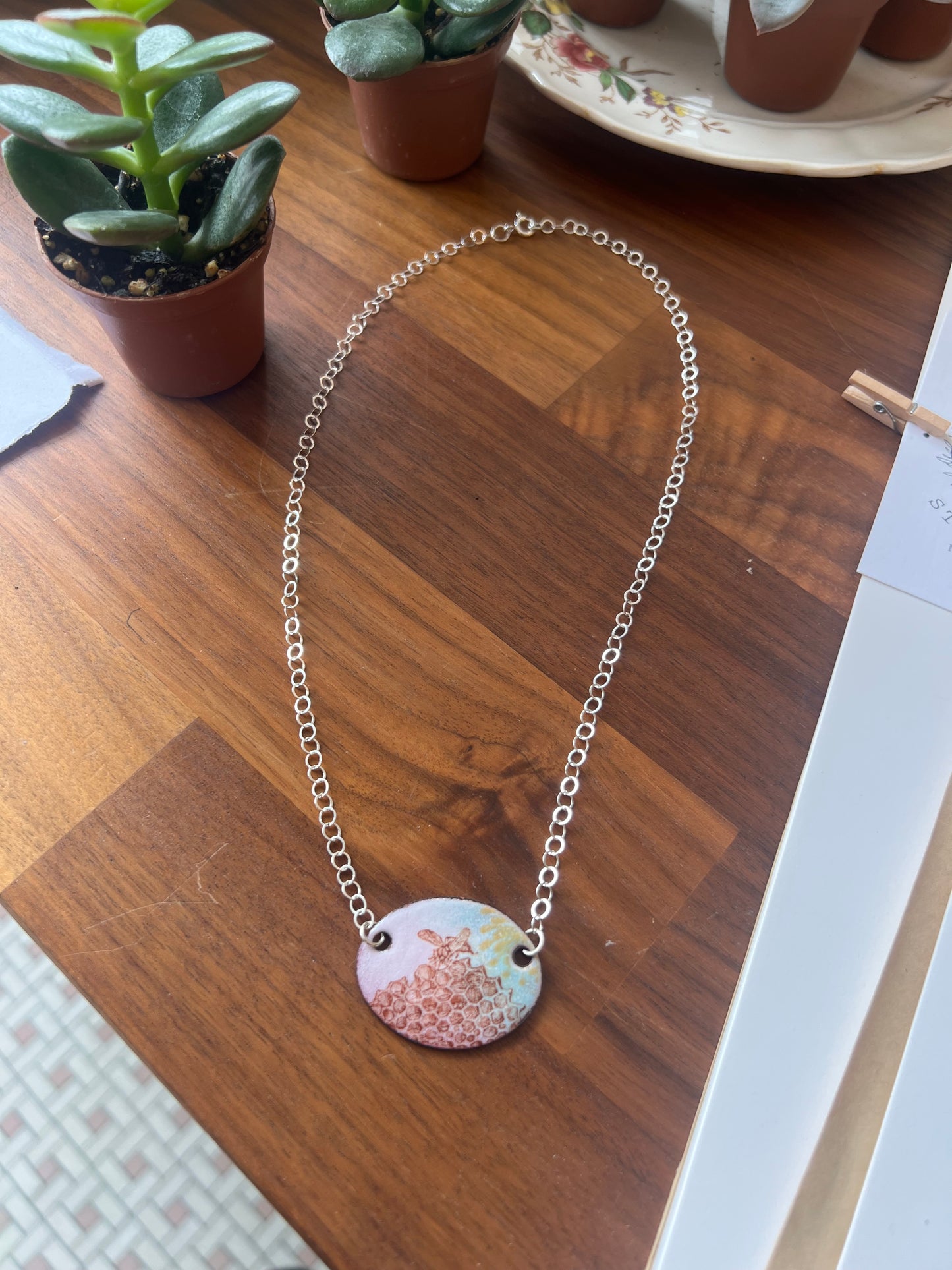 Enamel Copper Necklace - Bee
