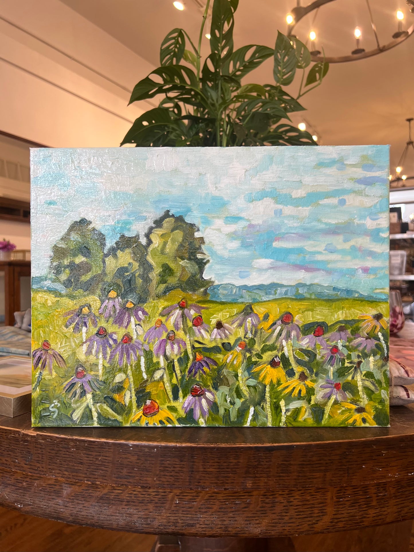 "Three Trees and Coneflowers" - Original Work