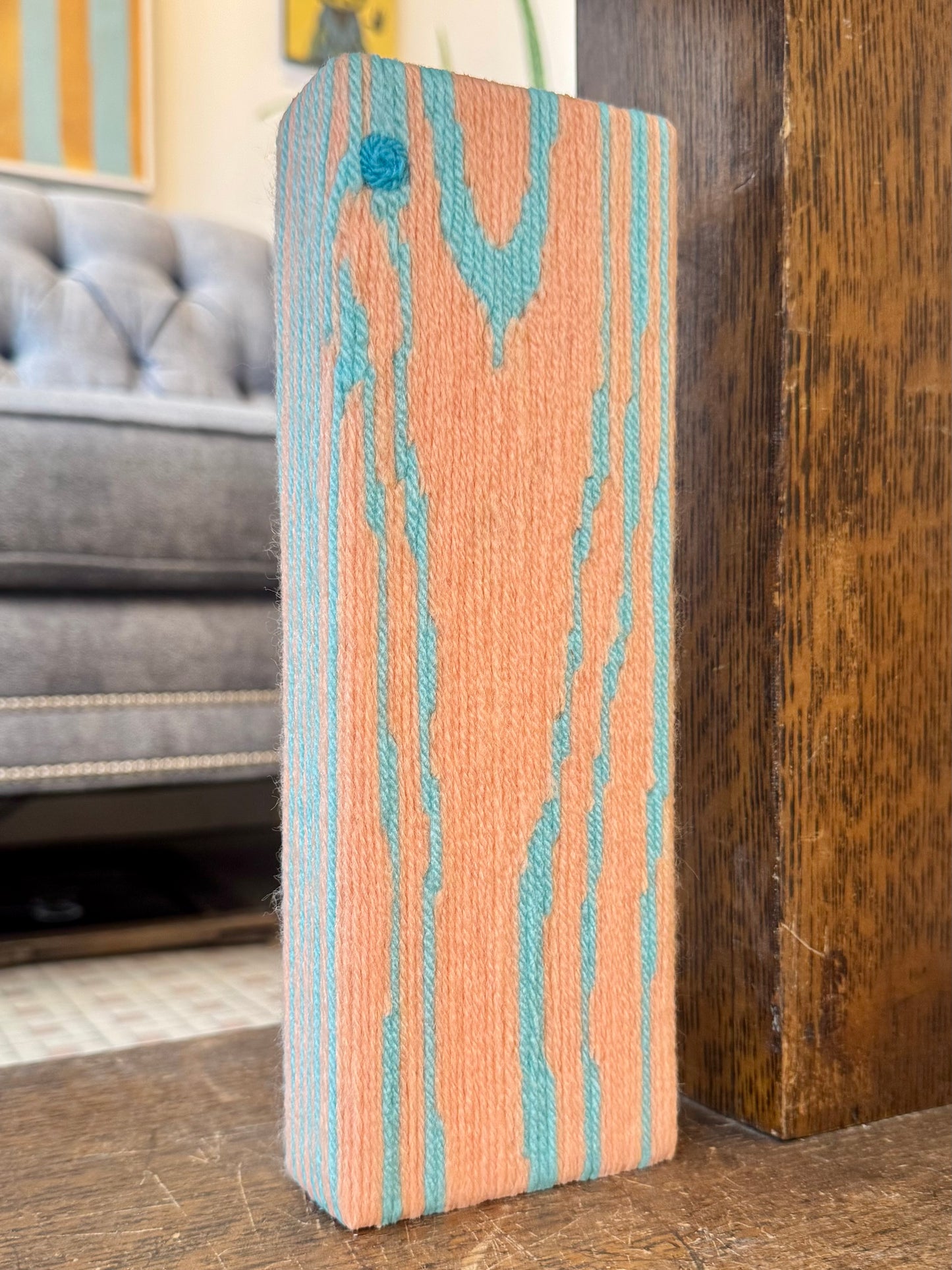 Block Print - Aqua and Orange