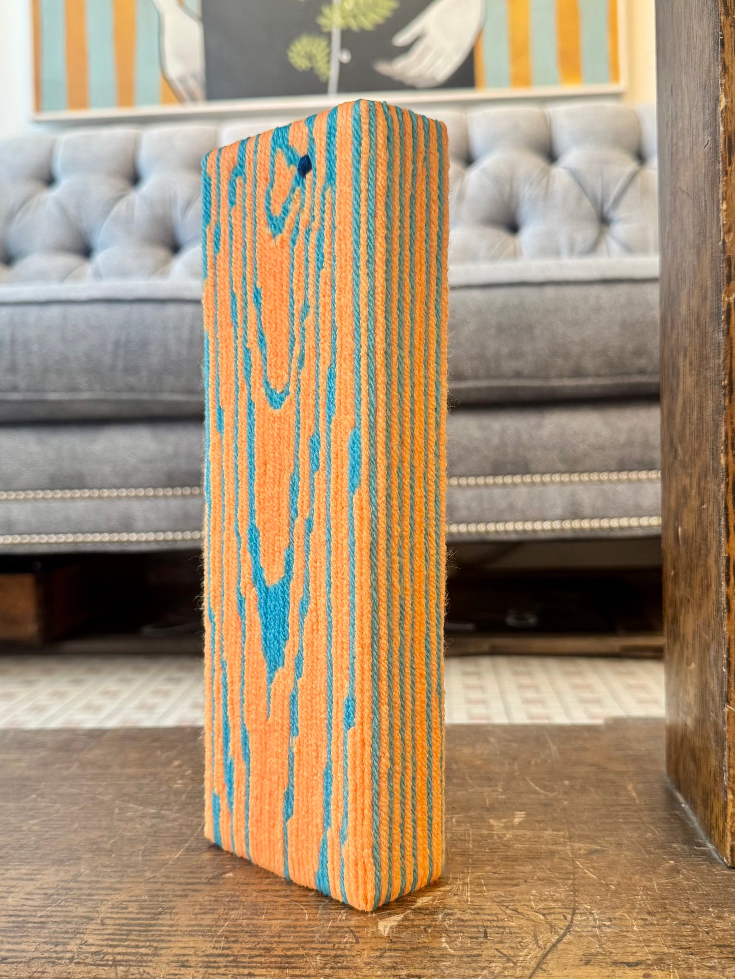 Block Print - Neon Orange & Blue