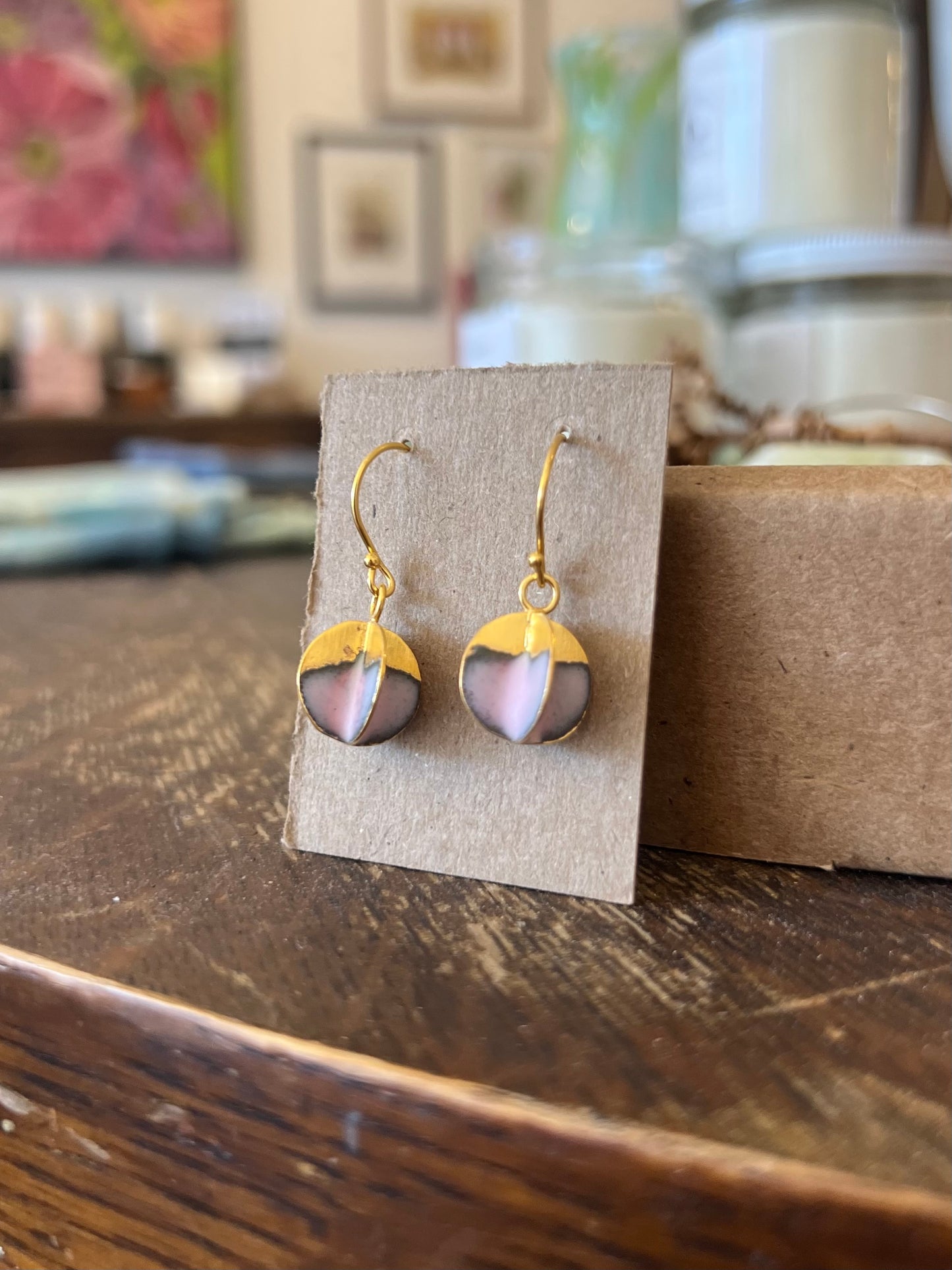 Architectural Sphere Earrings - Pink