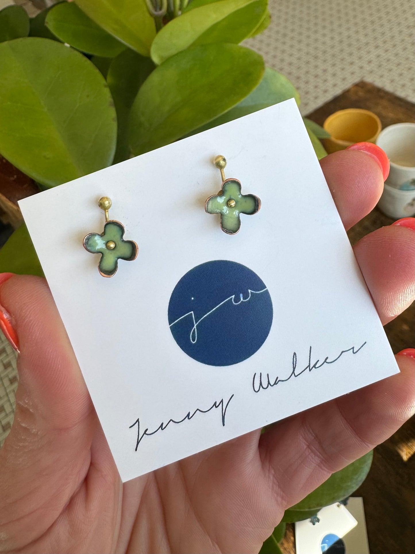 Rivet Stud Earrings - Spring Green