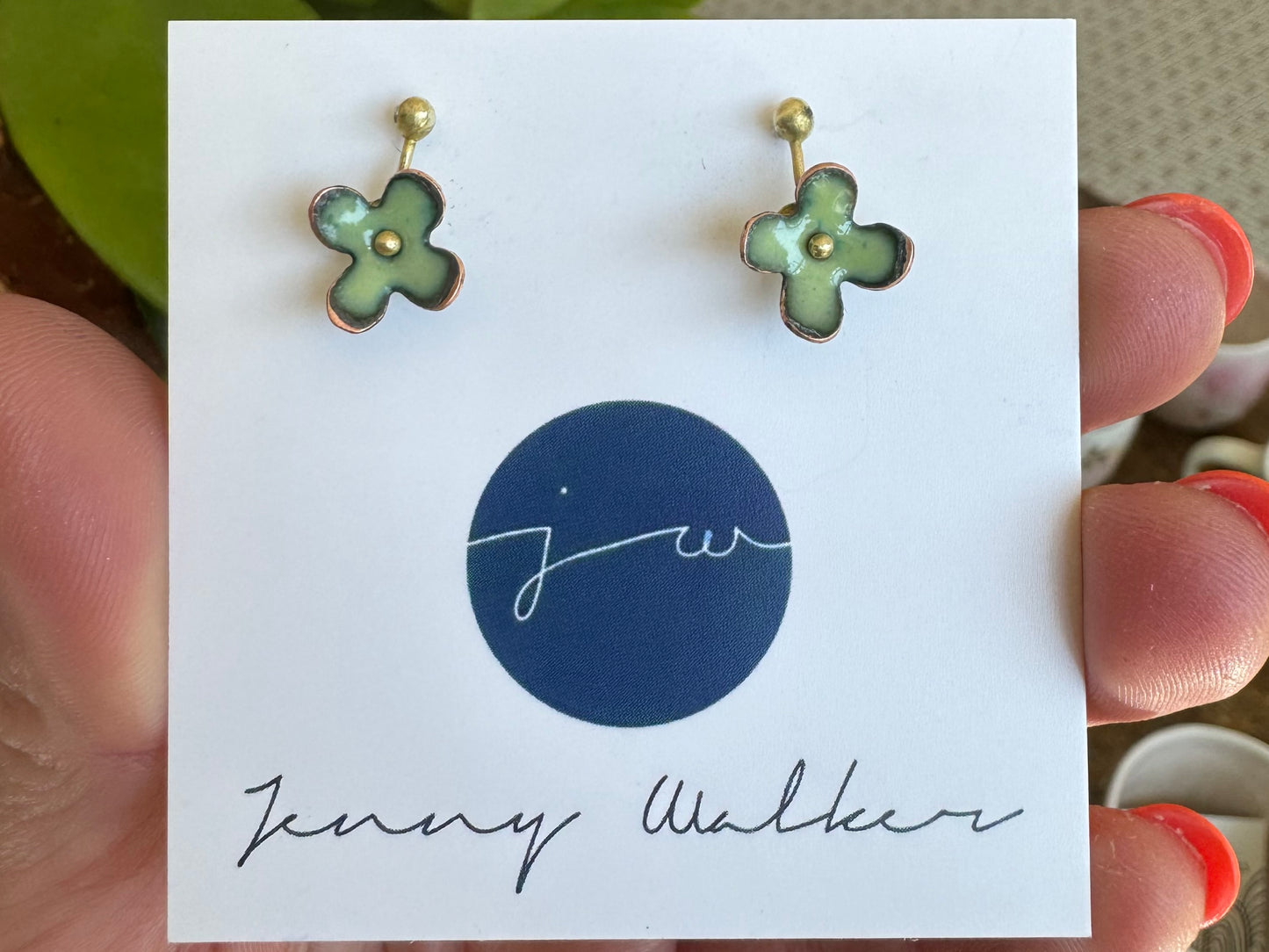 Rivet Stud Earrings - Spring Green