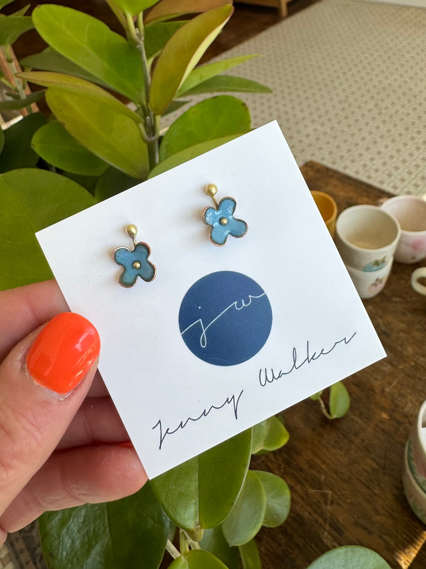 Rivet Stud Earrings - Denim