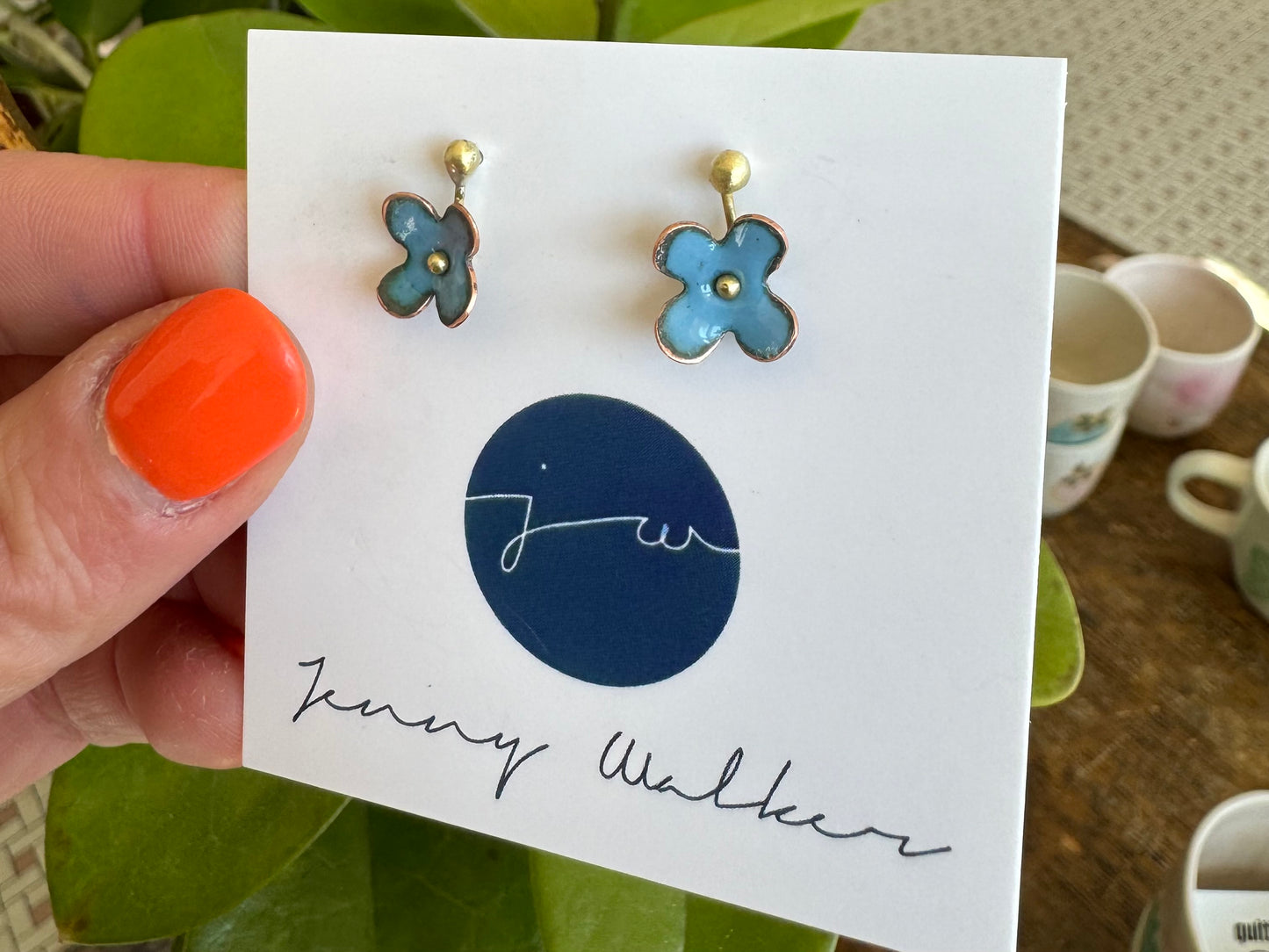 Rivet Stud Earrings - Denim