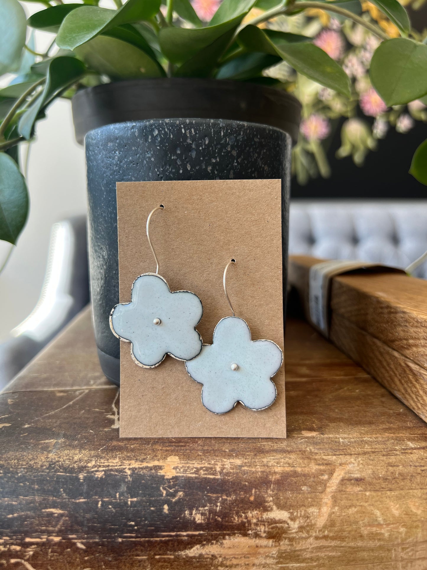 Enamel Flower Earrings - XL