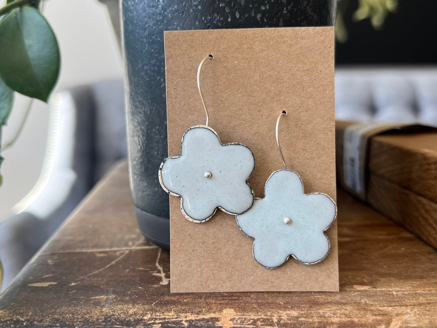 Enamel Flower Earrings - XL
