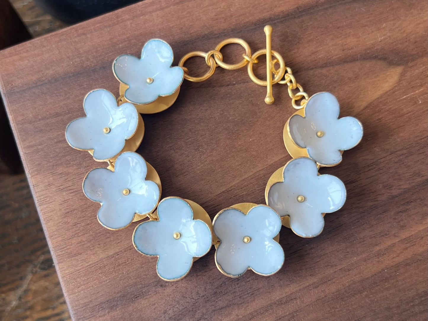 Enamel Flower Bracelet - White
