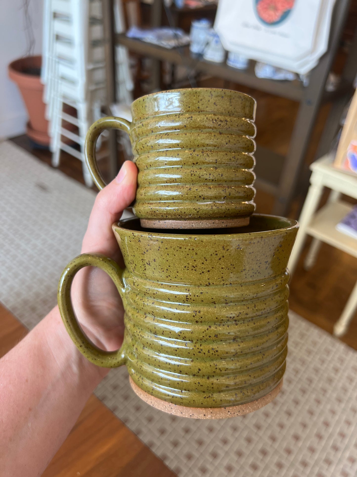 Textured Espresso Mug - Olive