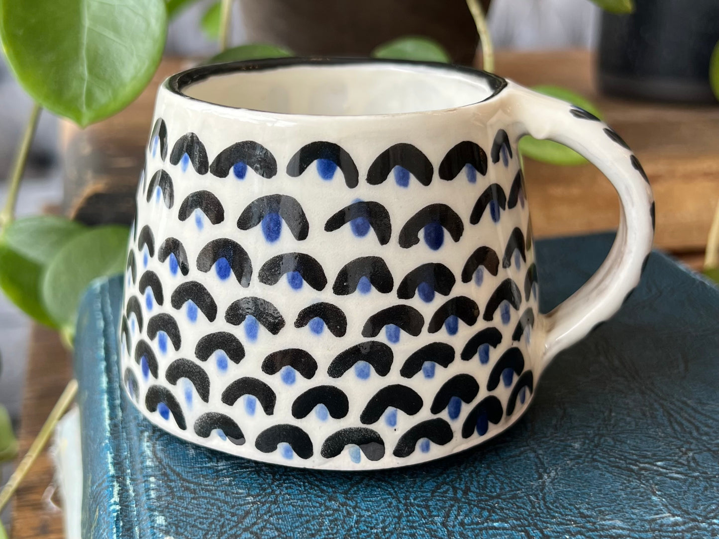 Blue and White Dot Mug