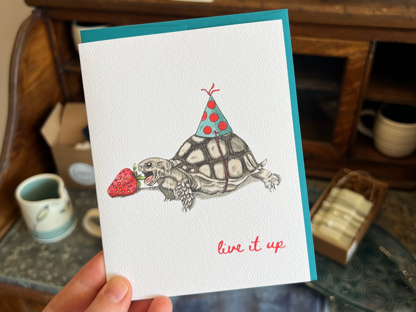 Tortoise and Strawberry Card