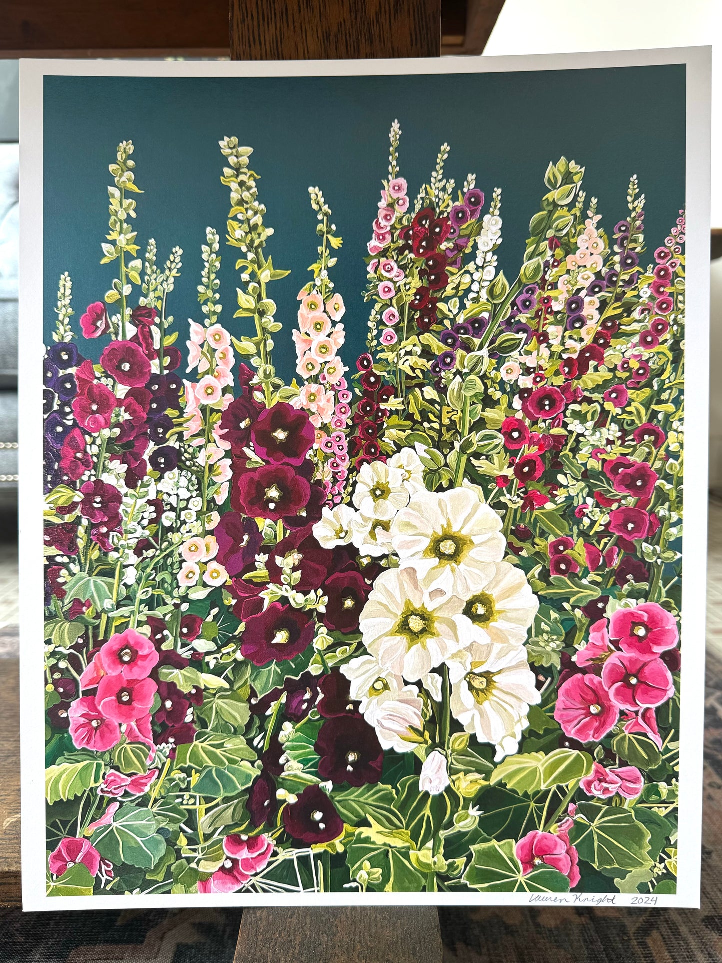 "Hollyhocks" - Print