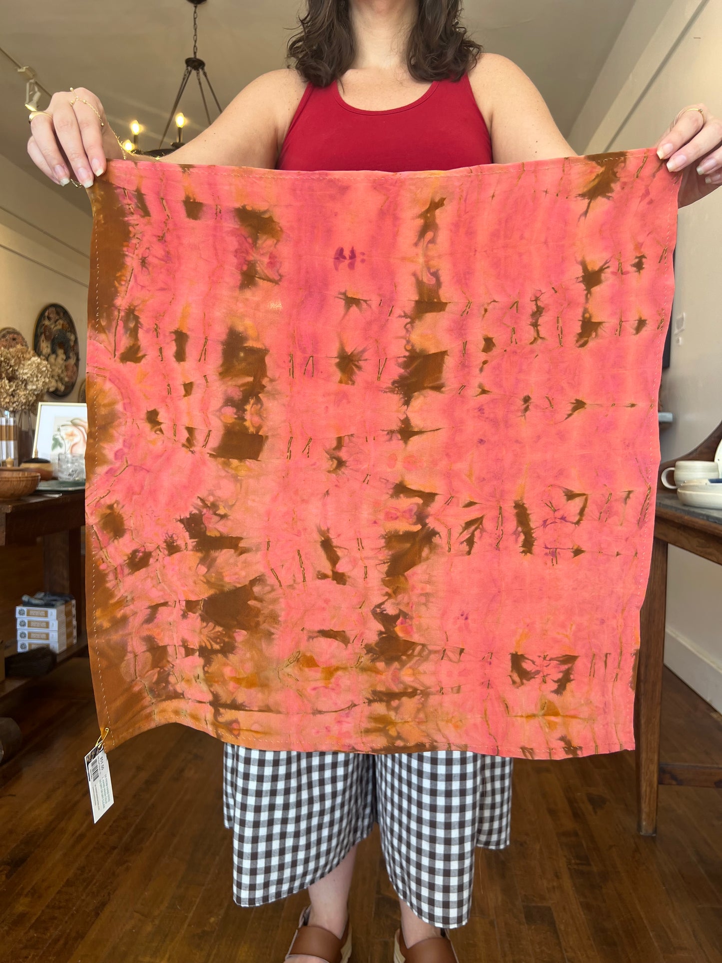 Silk Scarf - Pink and Bronze