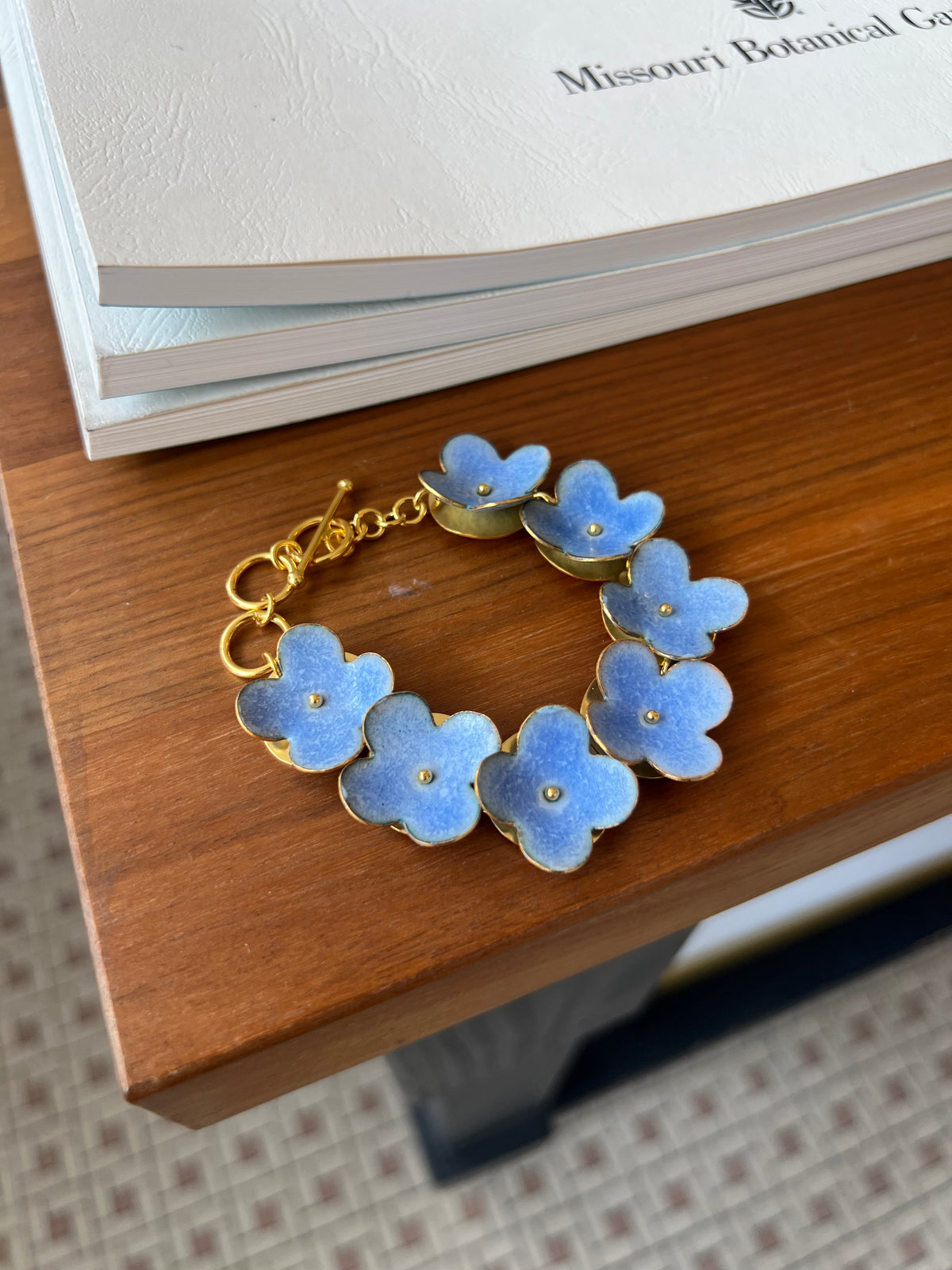 Enamel Flower Bracelet - Denim