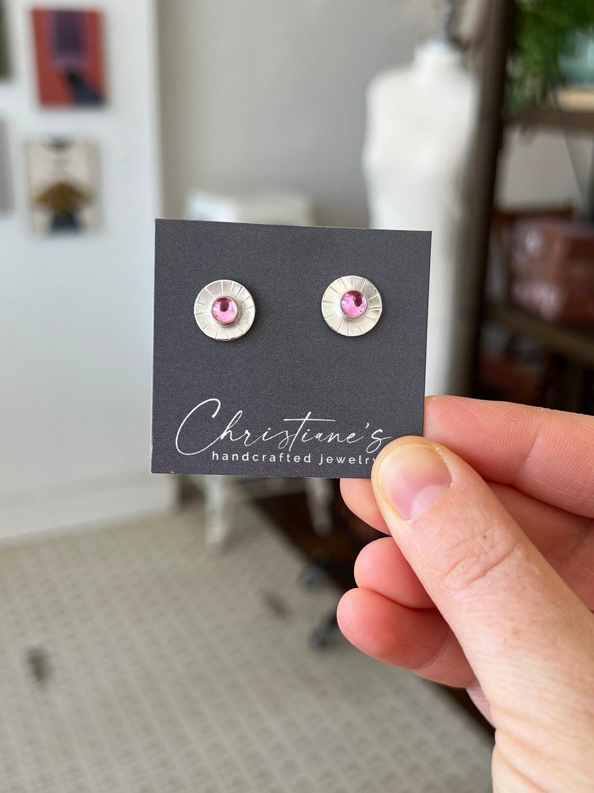 Pink Sapphire Post Earrings