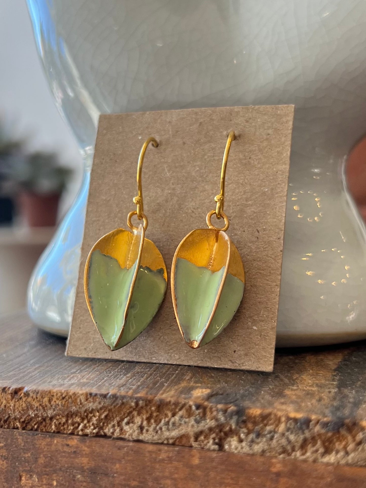 Architectural Pod Earrings - Spring Green