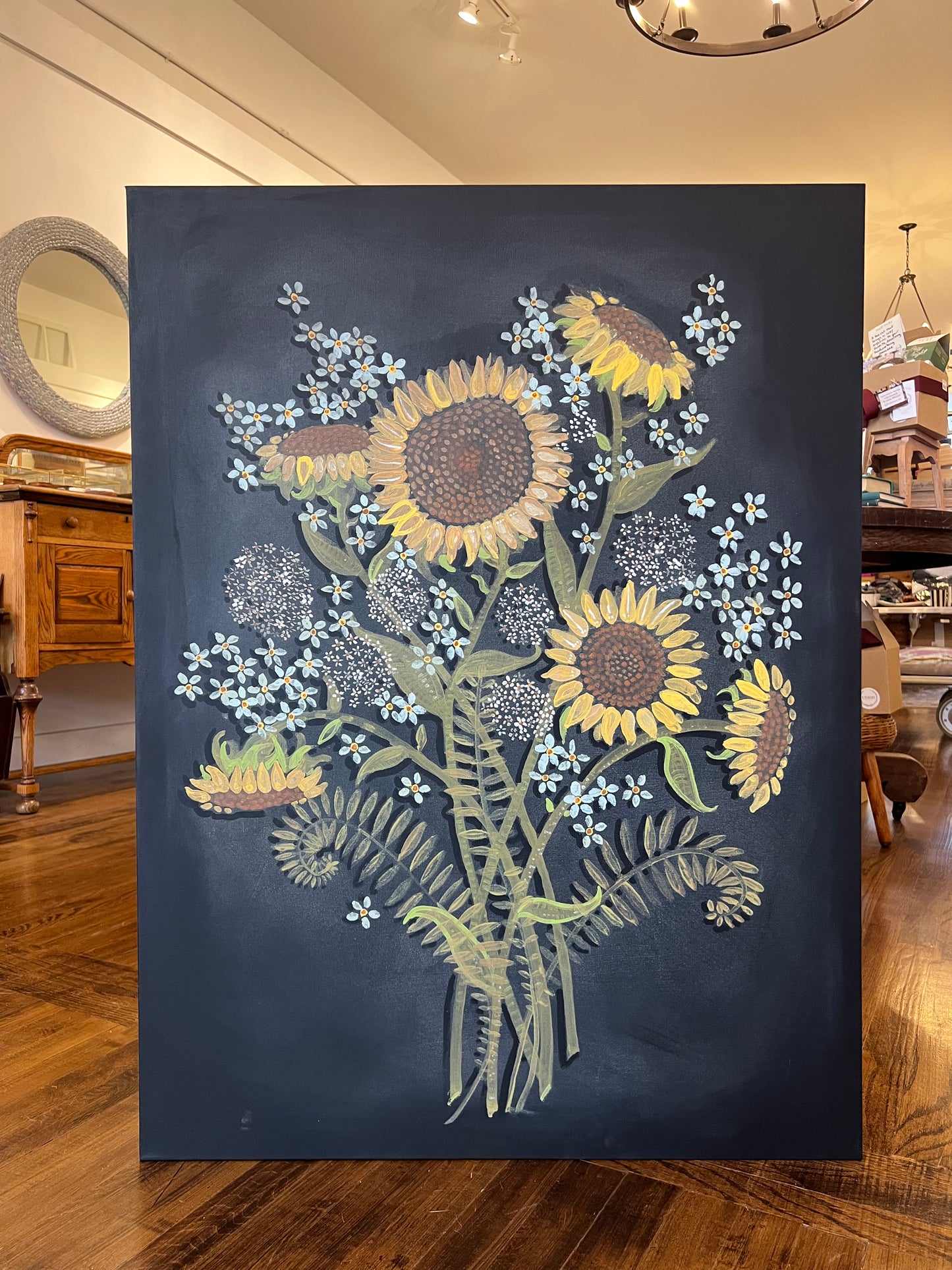 "Sunflowers and Fern Leaves- Original Work
