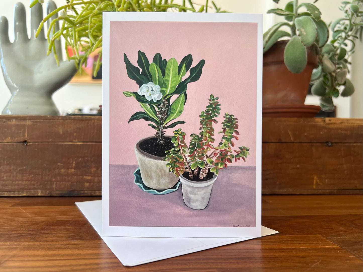 Succulents on Pink Greeting Card