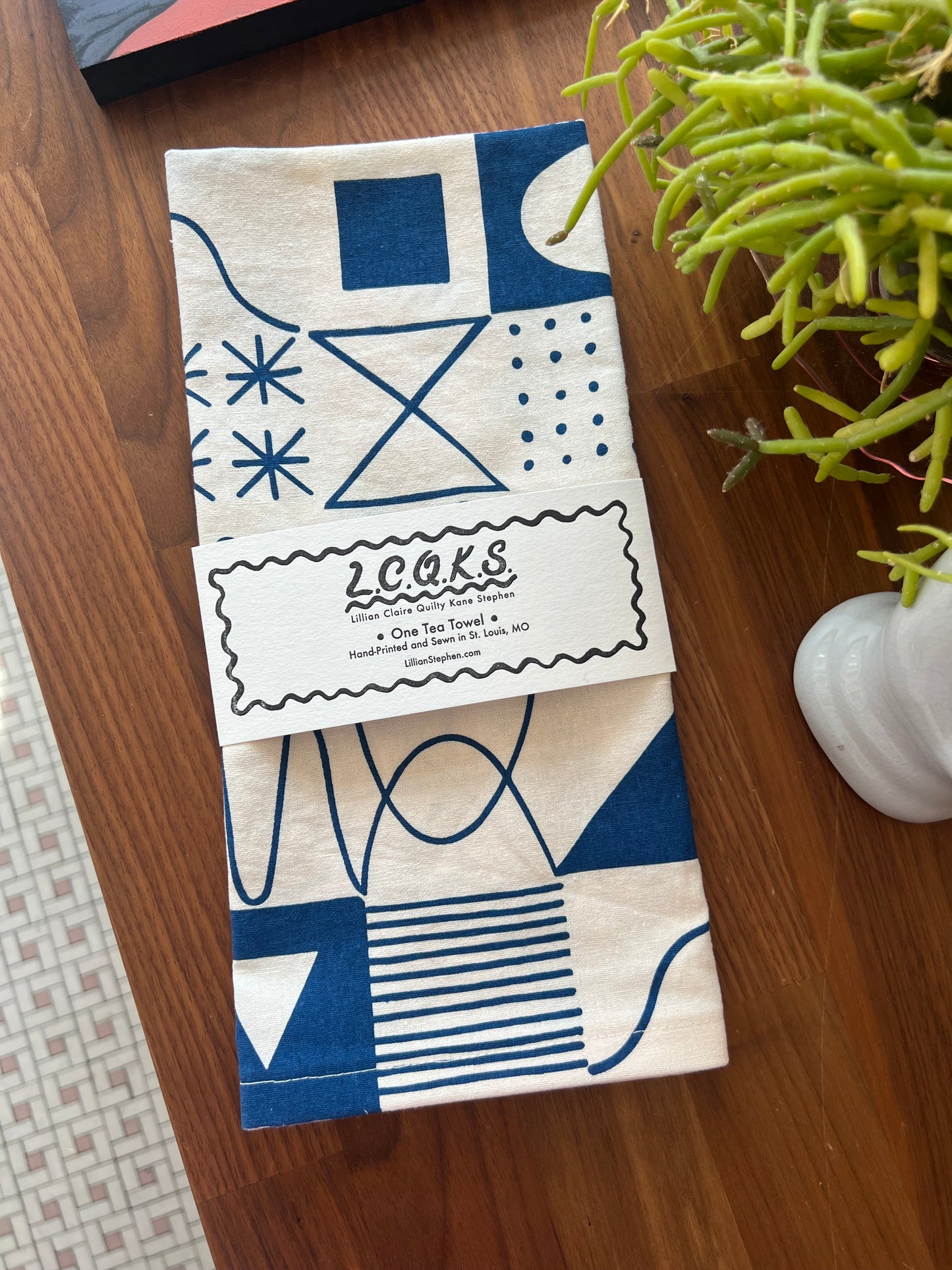 Tea Towel - Blue Symbols