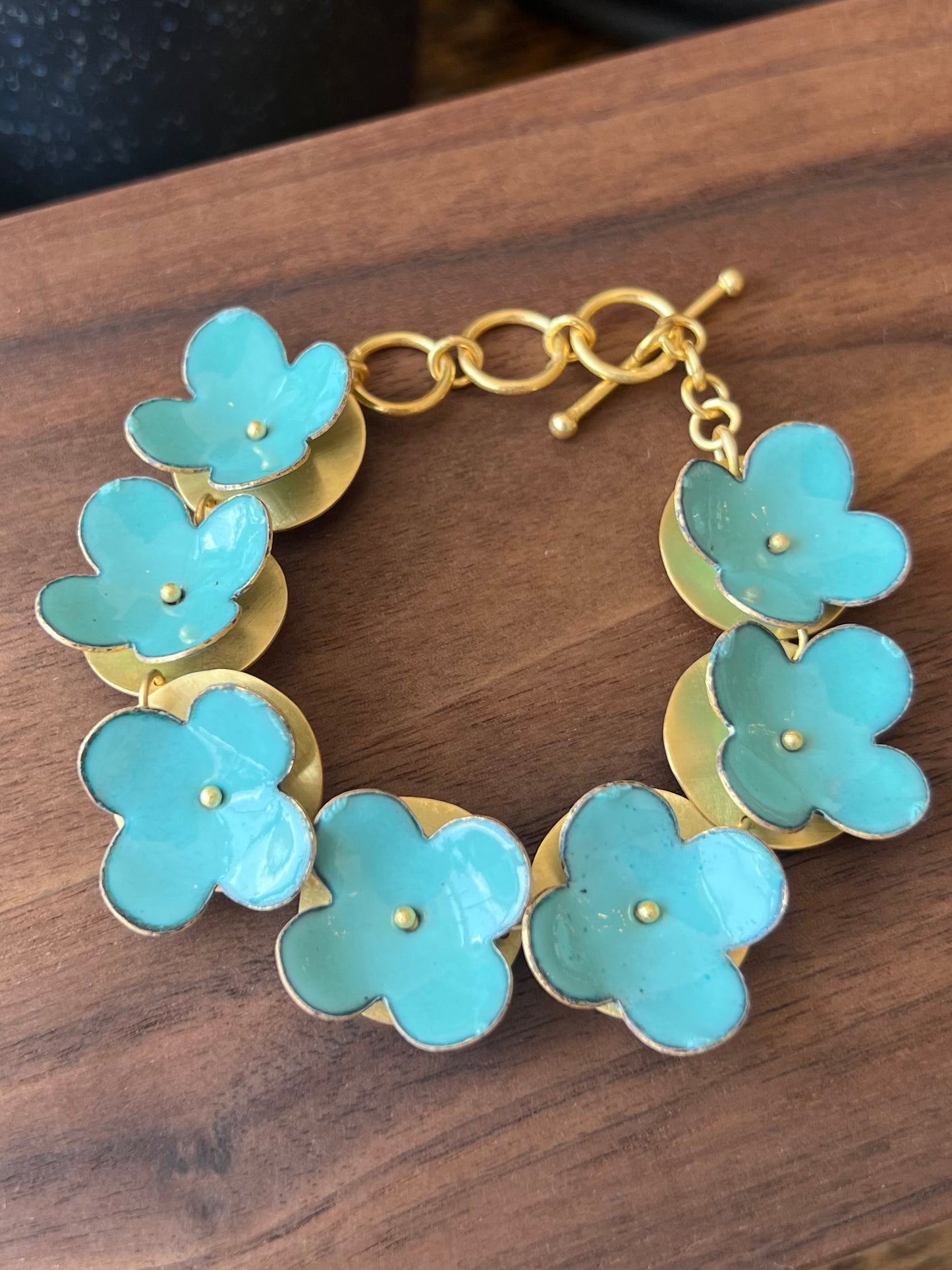 Enamel Flower Bracelet - Turquoise