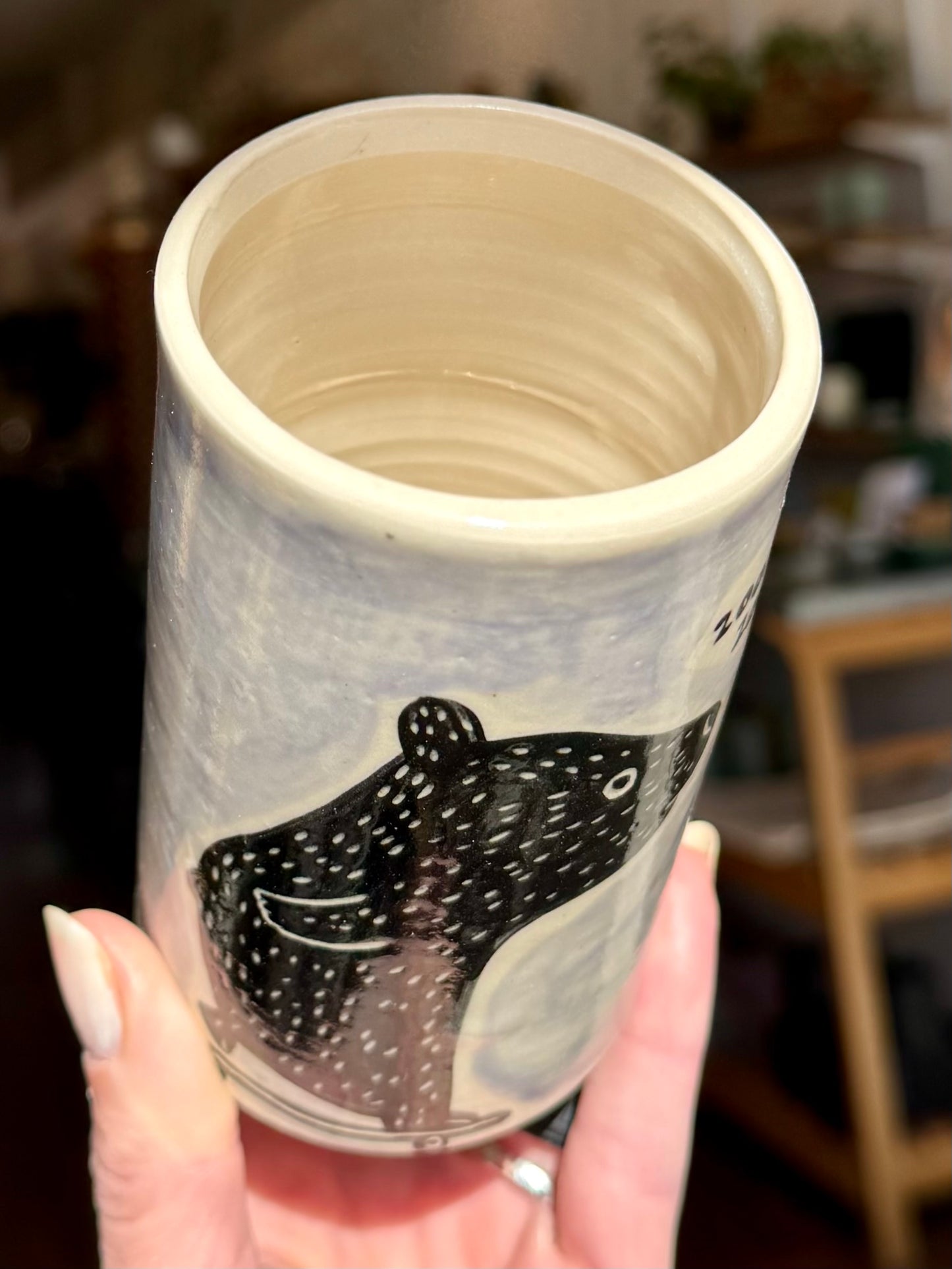 Handleless Mug - Skateboard Bear