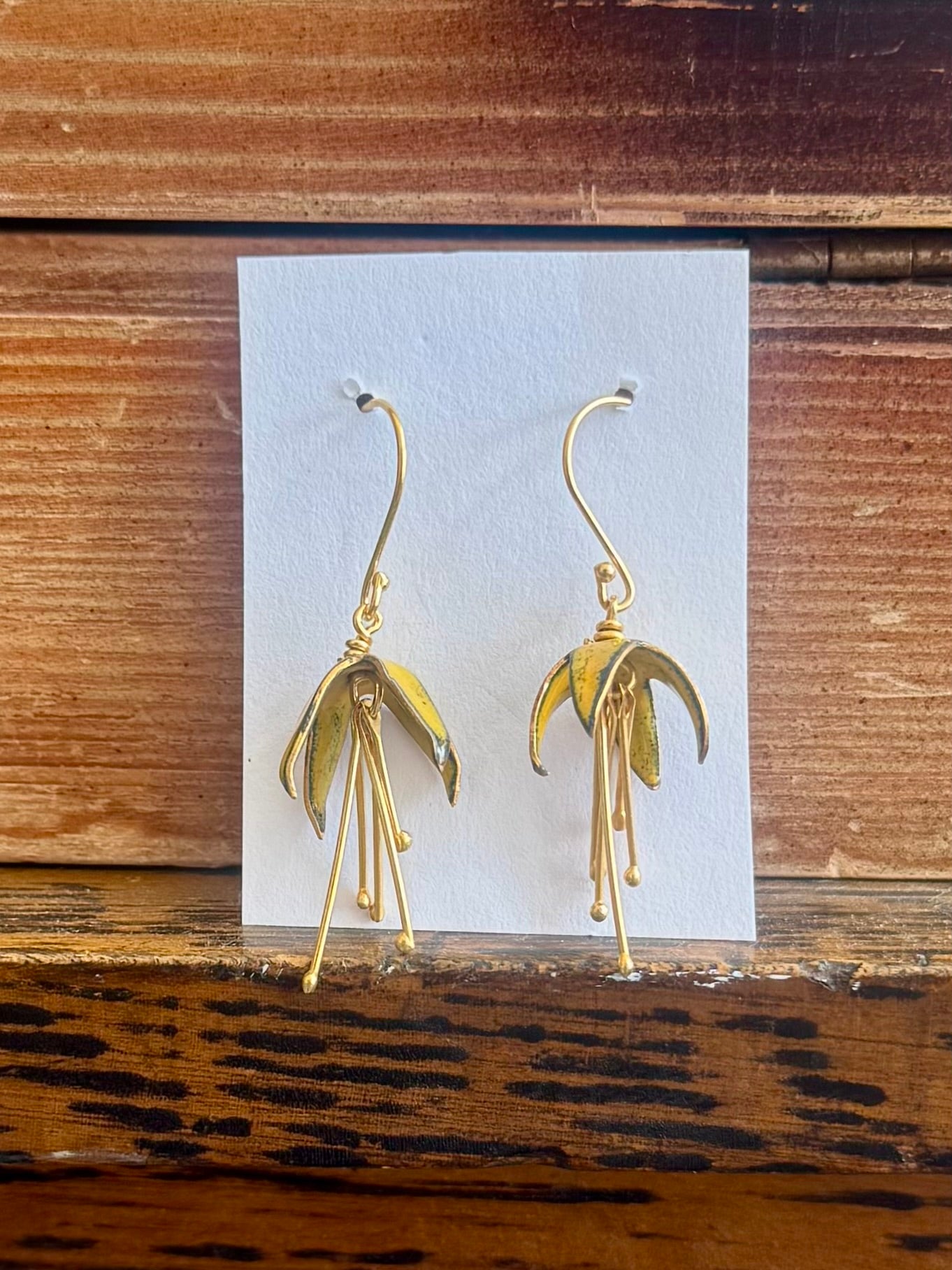 Fuchsia Flower Earrings - Small Yellow