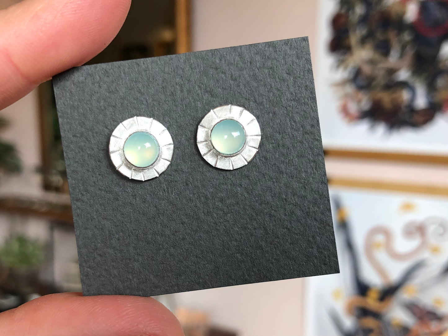 Circle Chalcedony Earrings