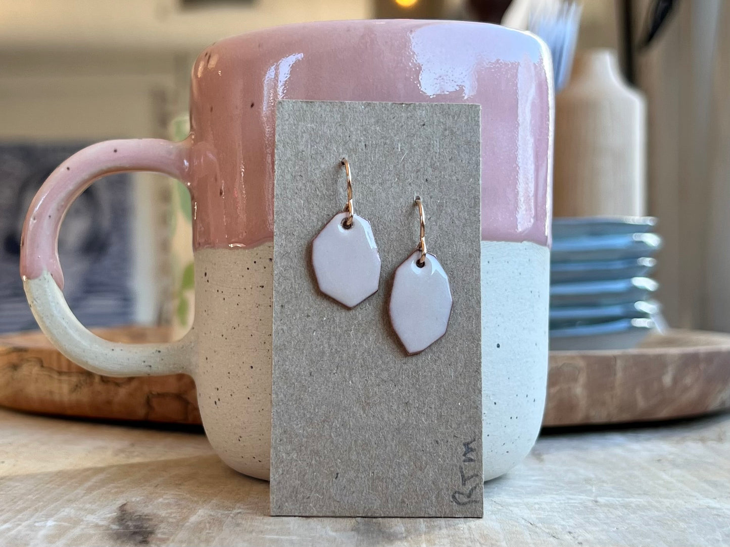 Enamel Earrings - Blush