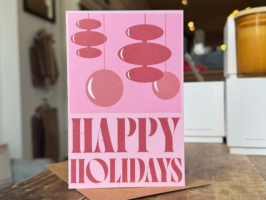 Pink Happy Holidays Greeting Card